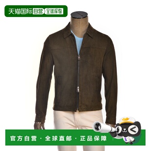 自营 kitonKired Juan羊皮绒面拉链夹克-绿色，橄榄色 美国奥莱直