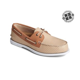 米色 美国奥莱 仿皮穿孔船鞋 sperry度假男式 直发