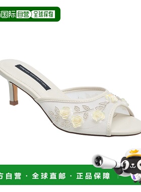 自营French Connection女式丽兹网眼小猫高跟鞋-白色 美国奥莱直