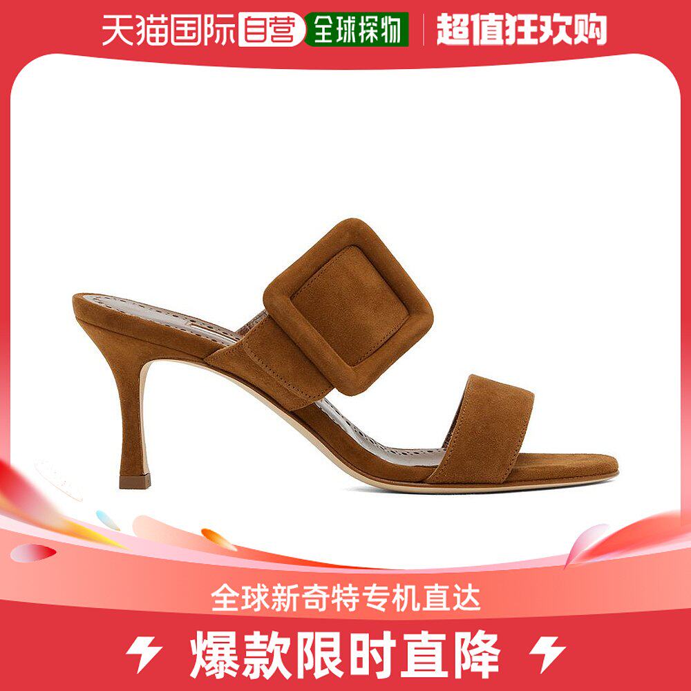 【美国直邮】manolo blahnik 女士 凉鞋高跟麂皮女鞋棕色高跟鞋