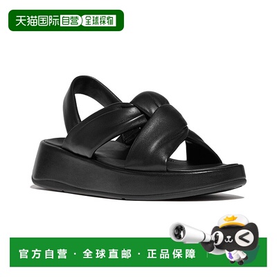 自营 FitFlop F-Mode皮革凉鞋-黑色 美国奥莱直发新款