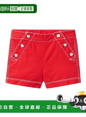 自营janie and jack珍妮和杰克按钮帆布短裤-红色 美国奥莱直发