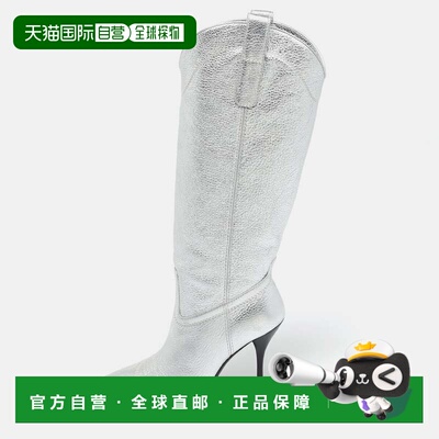 自营Stuart Weitzman Silver Leather Knee Length Boots - silve