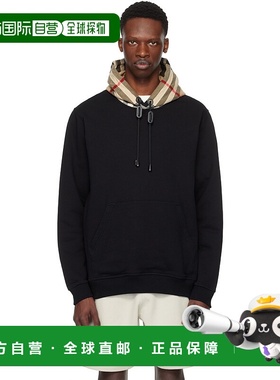 1h可退 香港直邮潮奢 Burberry 巴宝莉 男士 黑色 Check Hood Cot