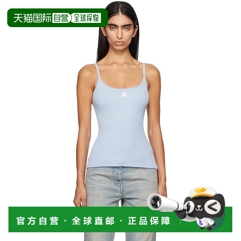 1h可退 香港直邮潮奢 Courreges 女士 蓝色吊带背心 PERMDE012FI0