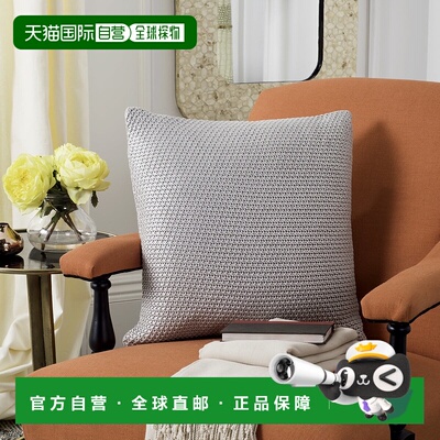 自营 Safavieh Tickled 灰色针织枕头 - 灰色 / 银色 美国奥莱直