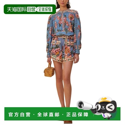自营FARM Rio Wonderful Bouquet Blue Long Sleeve Blouse - blu