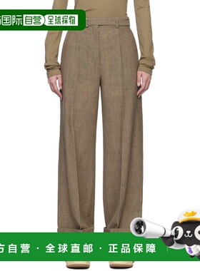 1h可退 香港直邮潮奢 Lanvin 朗雯 女士 灰色 Wide-Leg Cuffed Wo