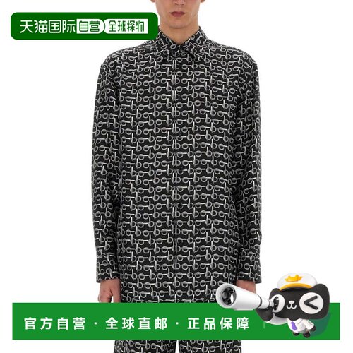 自营burberryOversize Black Silk Shirt - black 美国奥莱直发