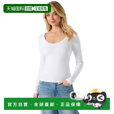 自营guessTylie Long-Sleeve Top - pure white 美国奥莱直发女装