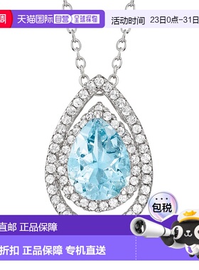 自营 ross-simons罗斯-西蒙斯海蓝宝石和 . 925 纯银白色托帕石梨