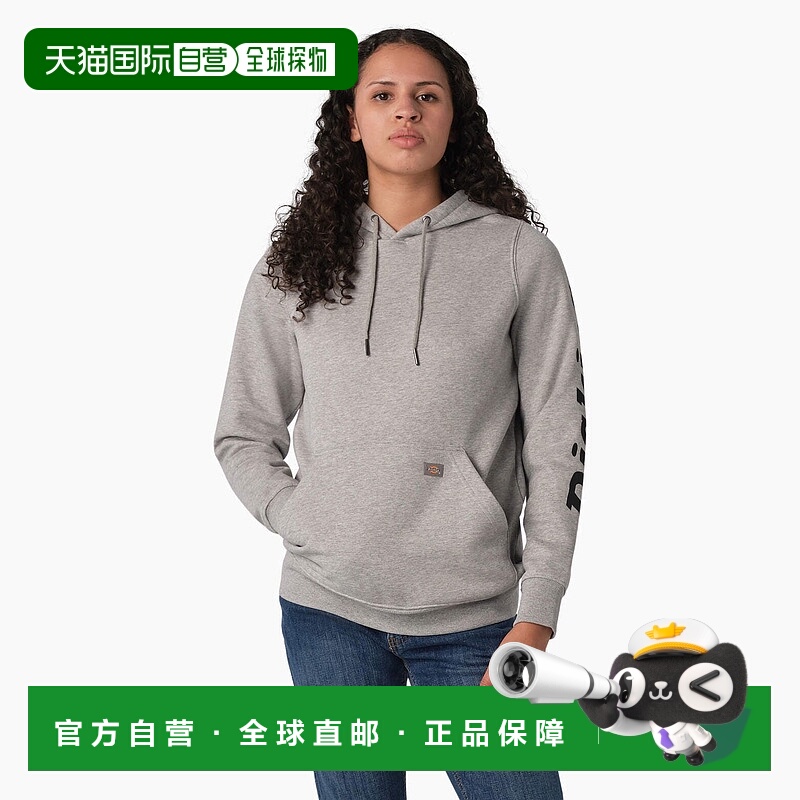 自营Dickies Women's Heavyweight Logo Sleeve Hoodie - heather