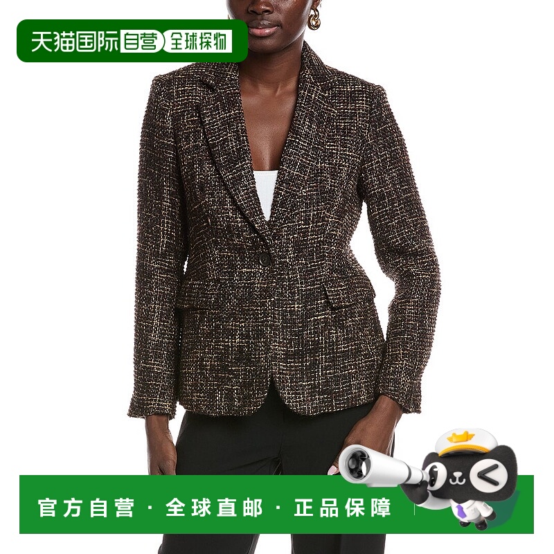 自营Anne Klein粗花呢夹克-黑色 美国奥莱直发