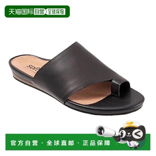 尺碼 Corsica女式 SoftWalk 10.5黑色皮革滑套涼鞋 ZPO729 自營