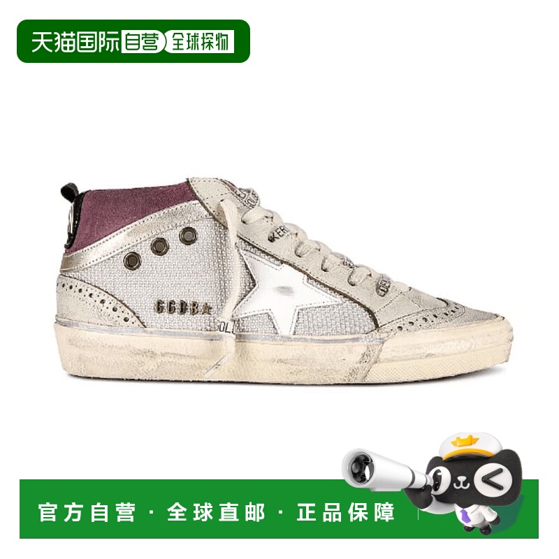 自营 Golden Goose Mid Star 白色星星和黑色鞋跟标签女士运动鞋