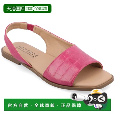 自营journee collectionJournee女式Brinsley中宽平底凉鞋-粉红色