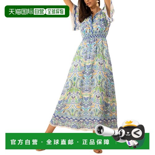 自营Hale Bob Katelyn Linen Maxi Dress - blue 美国奥莱直发