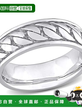 自营 925 纯银 Mimi & Max 罗纹设计男士戒指 - 白色 美国奥莱直