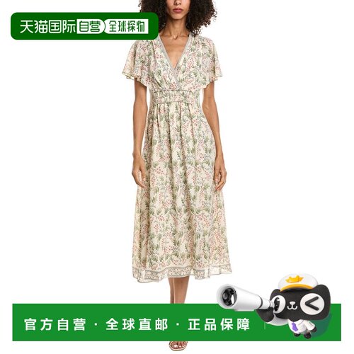 自营Max Studio v领中长款连衣裙-白色 美国奥莱直发