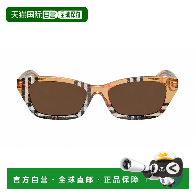 美国直邮自营Burberry BE 4488 416373 52mm女士矩形太阳眼镜-沙
