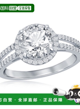 自营 simona 925 纯银圆形光环 CZ 双开口带订婚戒指 - 银白色 美