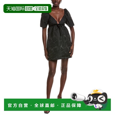 自营GANNI Botanical Jacquard Mini Dress - black 美国奥莱直发