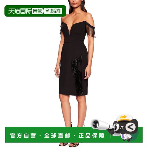 自营Marchesa Notte 露肩迷你鸡尾酒礼服 - 黑色 美国奥莱直发