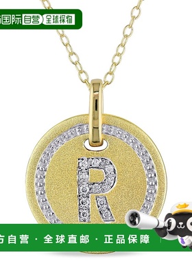 自营 Mimi & Max R 首字母钻石配饰吊坠配镀黄纯银链条 - 黄色 美