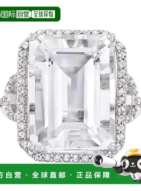 自营 Ross-Simons 水晶戒指配 。 925 纯银白色托帕石 - 白色 美