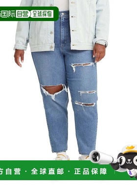 自营Women's Levi's Mom Jeans Blue Denim Distressed High-Wais