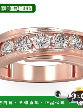 自营 pompeii31 克拉钻石男士戒指拉丝结婚戒指，白玫瑰金或黄金