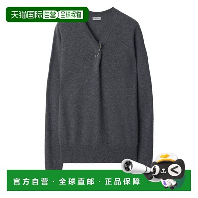 自营Burberry V-Neck Cashmere Jumper - charcoal 美国奥莱直发