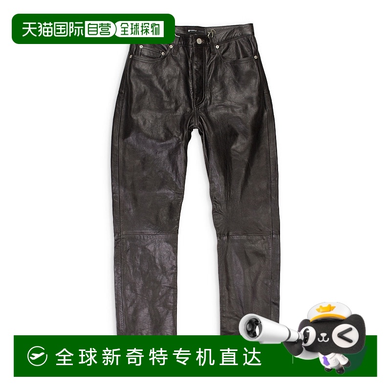 自营purple brand弹力皮革长裤 BEAUTY 黑色紧身牛仔裤 - 黑色 【