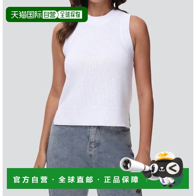 自营525 americaDemi High Crew Neck Tank In White - white 美