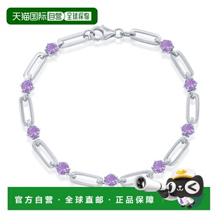 自营 simona925 纯银 5 毫米圆形回形针手链 - 紫色 美国奥莱直发