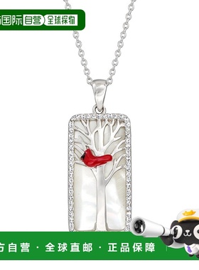 自营Ross-Simons 珍珠母贝和 . 925 纯银彩色珐琅白色托帕石红衣