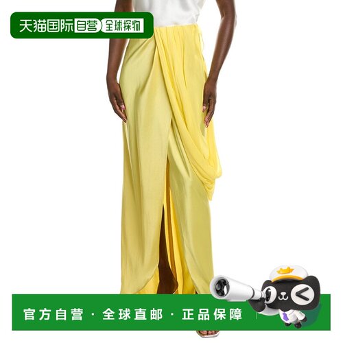 自营PARIS GEORGIA Viola真丝边饰短裙-黄色半身裙 直发美国奥莱