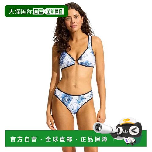 自营Seafolly Marbella复古比基尼下装女士蓝色热带中升JZZ988-蓝