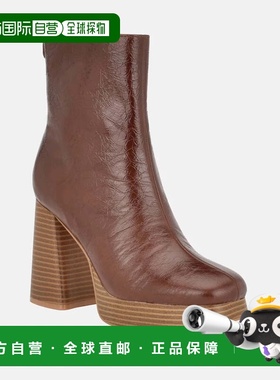 自营Guess Danca Boots Women's Brown Faux Leather Block Heel