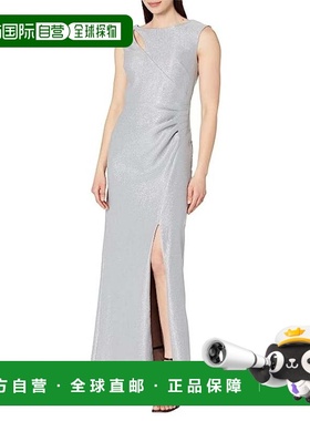 自营Alex Evenings Maxi Dress Women's Platinum Cutout Sleevel