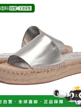 自营Dkny Camillo Sandals Women Silver Leather Slip On Platfo