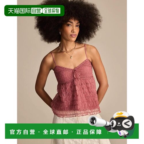 自营Lucky Brand女式烟熏透明背心-中深粉色 美国奥莱直发吊带