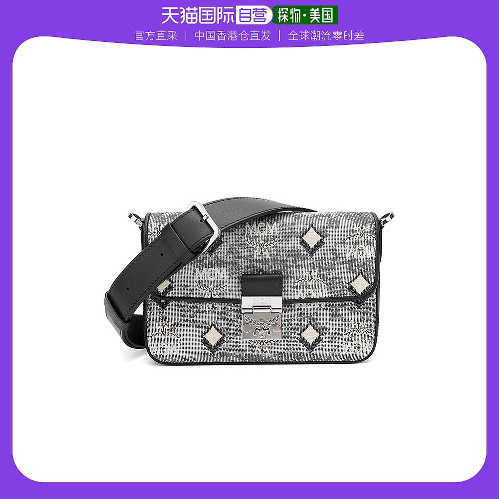 香港直发mcm女士灰色小方包印花单肩包mwrbatq04eg