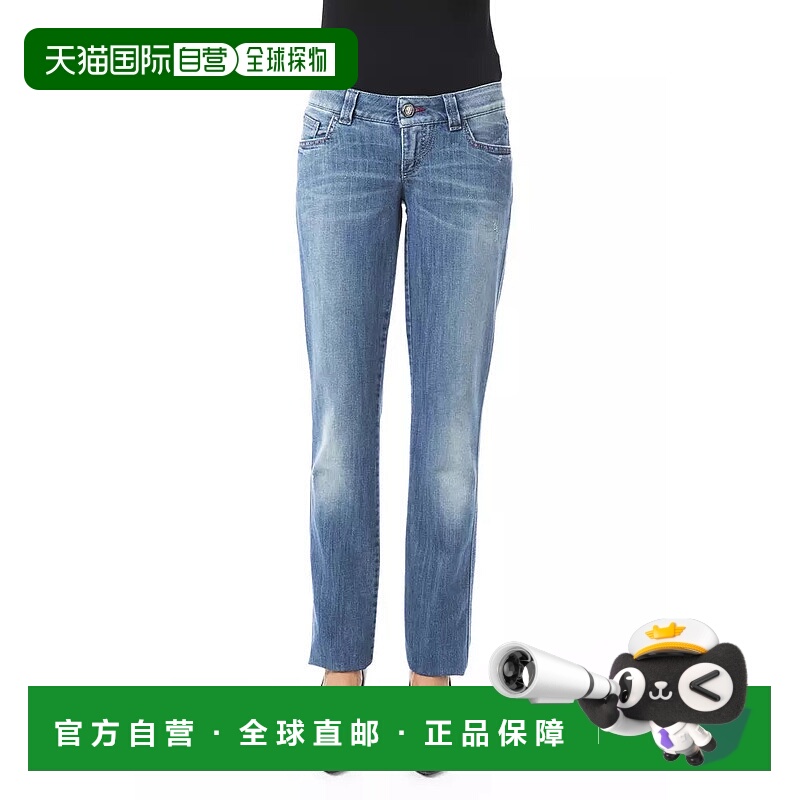 自营 BYBLOS 棉质牛仔裤和女式长裤 - 蓝色 美国奥莱直发直筒裤