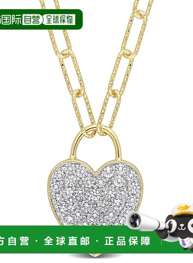 自营 mimi & max1 1/8 CT TGW 打造白色蓝宝石心形密钉吊坠，镀黄