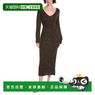 棕色 roseLela玫瑰亮片Midi毛衣 美国奥莱直发连衣裙 lela 自营