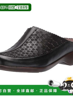 自营Women's Easy Spirit Dusk Clog Black Leather Round Toe Sl
