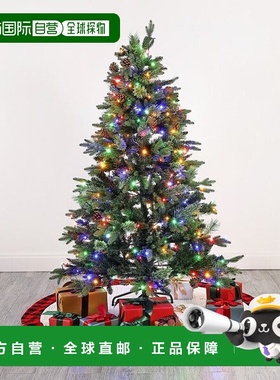 自营 safavieh5.5 英尺、绿色、预照明人造圣诞树，带松果 - 绿色