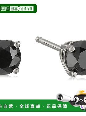 自营 vir jewels1/2 克拉黑色钻石耳钉 14K 白金或黄金圆形 4 爪