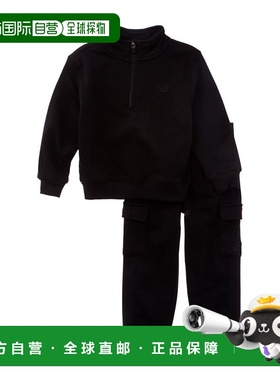 自营New Balance 2pc Fleece 1/2-Zip Pullover & Cargo Jogger S